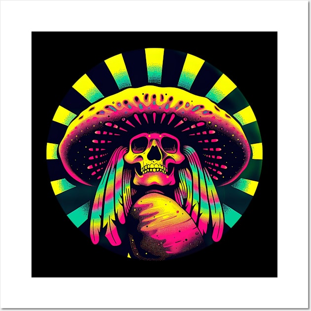 Dayglo Shroom Shaman Skull Tee Wall Art by 20th Century Tees